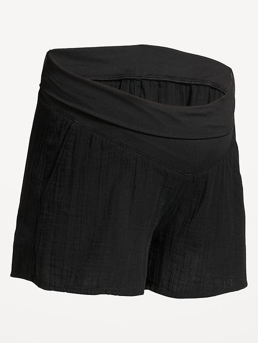 Image number 1 showing, Maternity Foldover-Waist Relaxed Pull-On Short