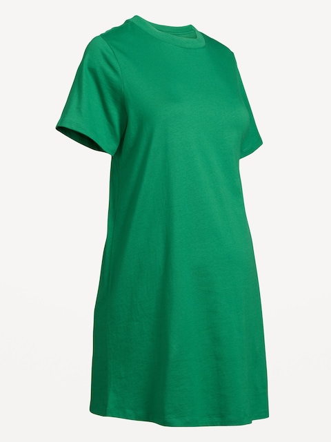 Maternity Vintage Crew-Neck Mini T-Shirt Dress
