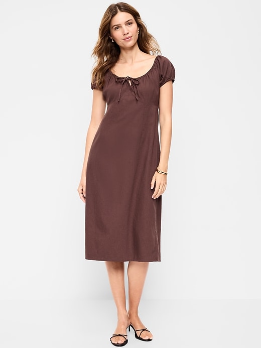 Image number 1 showing, Short-Sleeve Scoop-Neck Midi Dress