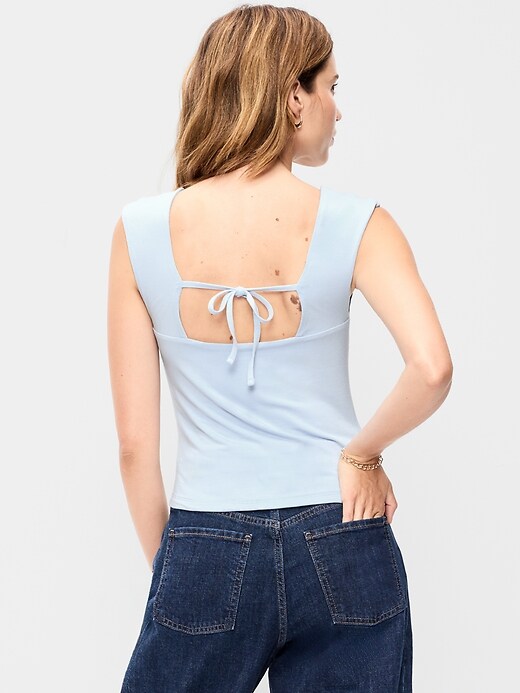 Image number 2 showing, Cap-Sleeve Tie-Back Top