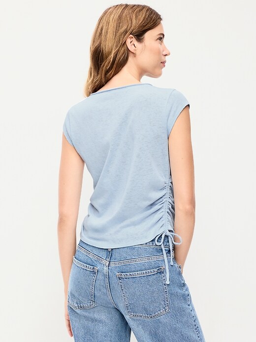 Image number 2 showing, Cap-Sleeve Shirred Side Top