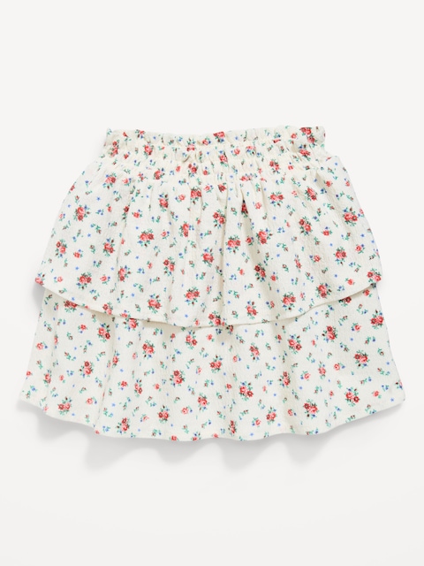 JUPE À VOLANTS ÉTAGÉS EN TISSU FROISSÉ À MOTIF POUR TOUTE-PETITE