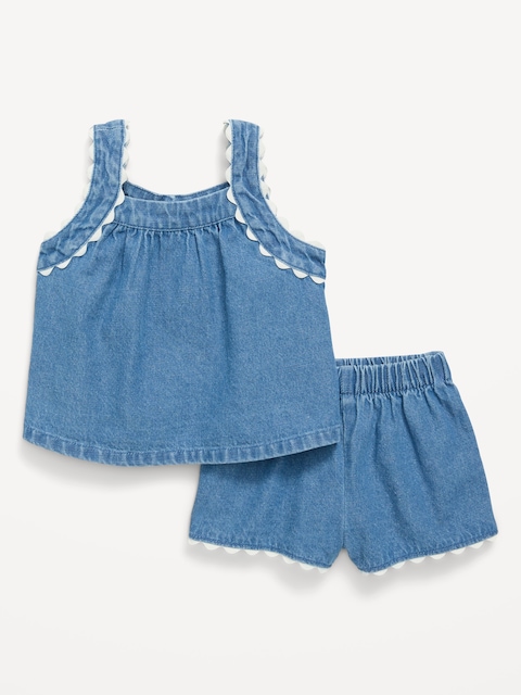ENSEMBLE AVEC HAUT SANS MANCHES EN DENIM ET SHORT POUR BÉBÉ