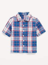 Image number 2 showing, Short-Sleeve Double-Weave Cotton Shirt for Toddler Boys