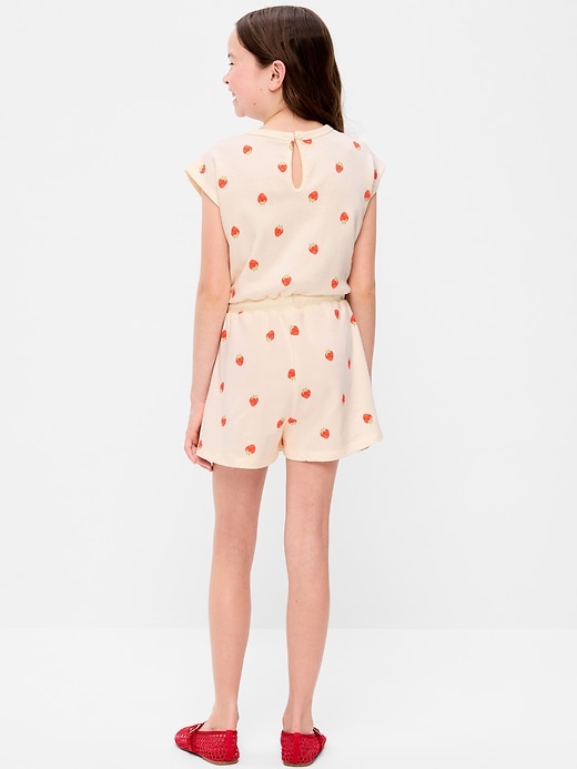 Image number 2 showing, Short-Sleeve French Terry Utility Romper for Girls