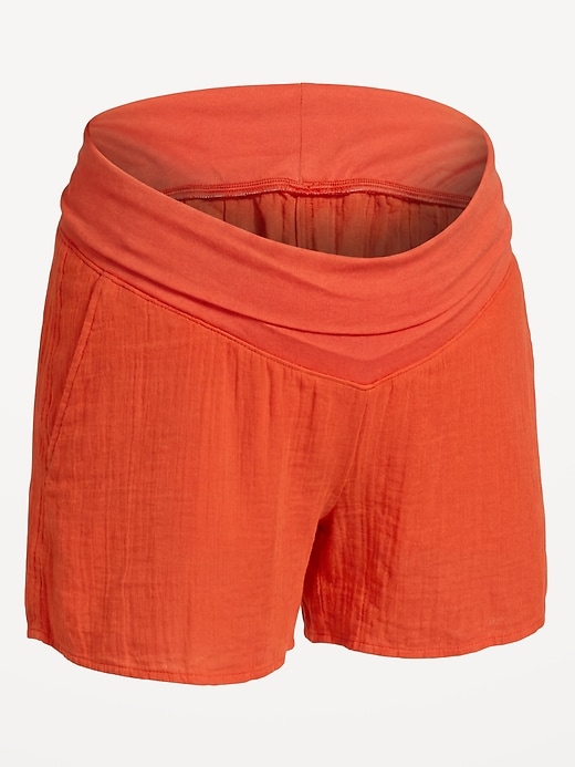 Image number 1 showing, Maternity Foldover-Waist Relaxed Pull-On Short