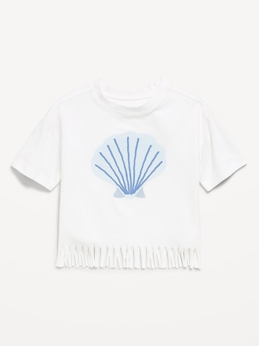 Image number 2 showing, Short-Sleeve Graphic Fringed-Hem T-Shirt for Toddler Girls