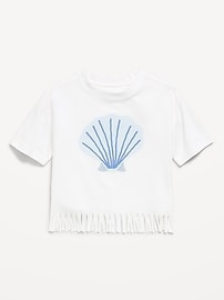 Image number 2 showing, Short-Sleeve Graphic Fringed-Hem T-Shirt for Toddler Girls