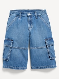 Image number 1 showing, Mid-Rise Ultra Baggy Cargo Jean Shorts for Girls