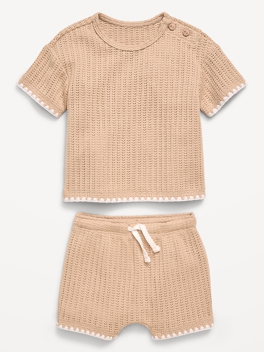 L'image numéro 4 présente Ensemble de haut à manches courtes et short pour bébé