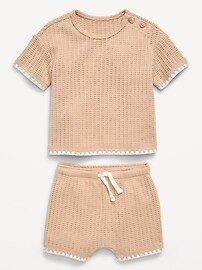 Image number 4 showing, Short-Sleeve Crochet-Knit Top and Shorts Set for Baby
