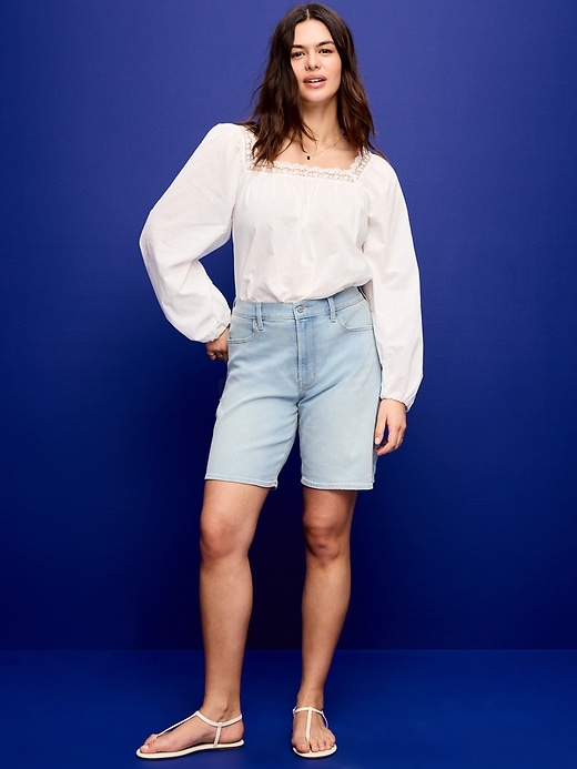 Image number 6 showing, High-Waisted Wow Jean Shorts -- 9-inch inseam