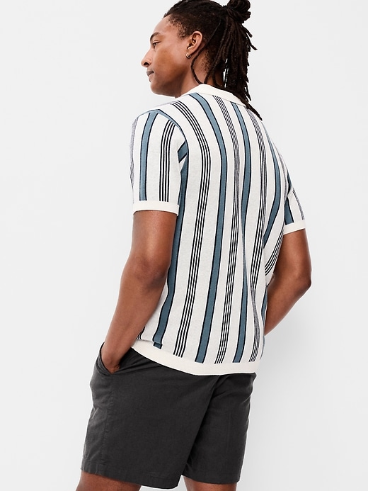 Image number 2 showing, Short-Sleeve Striped Sweater Shirt