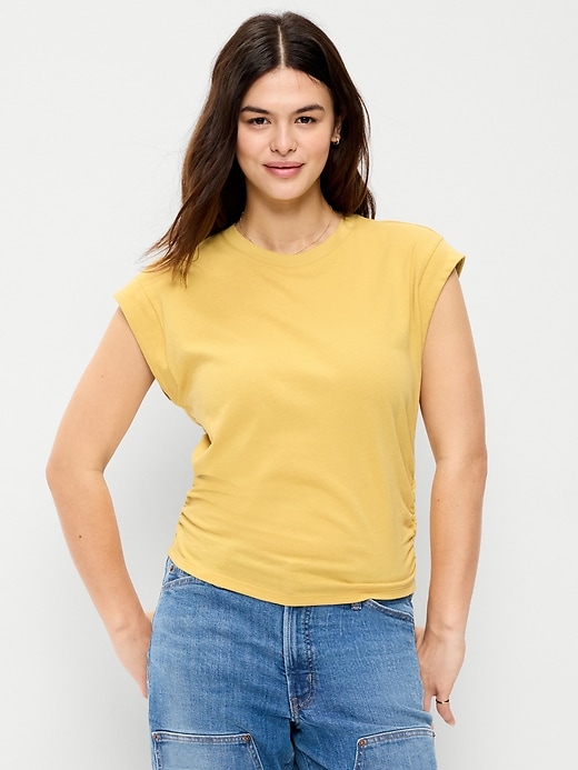 Image number 5 showing, Cap-Sleeve Side-Cinch Top