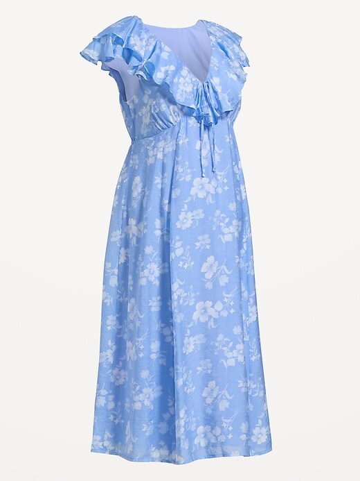 Image number 1 showing, Maternity Ruffle-Sleeve Midi Dress