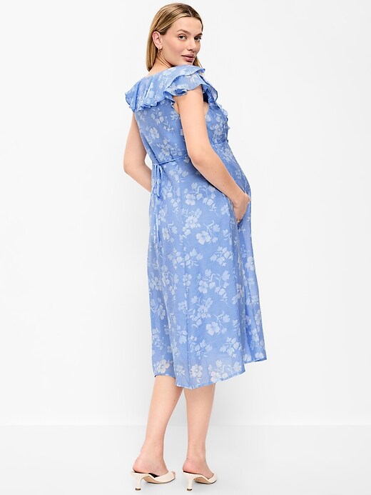 Image number 2 showing, Maternity Ruffle-Sleeve Midi Dress