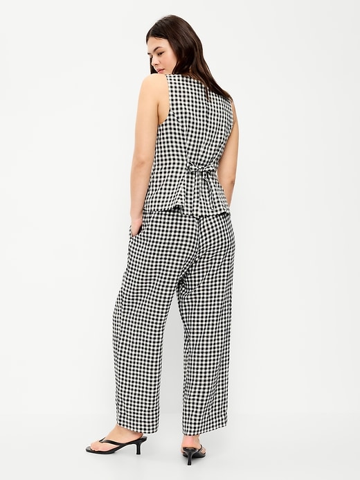 Image number 7 showing, High-Waisted Linen-Blend Straight-Leg Pants