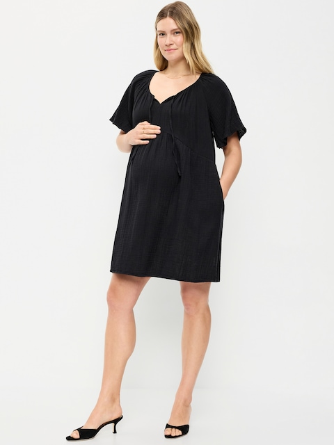 Maternity Flutter-Sleeve Mini Dress