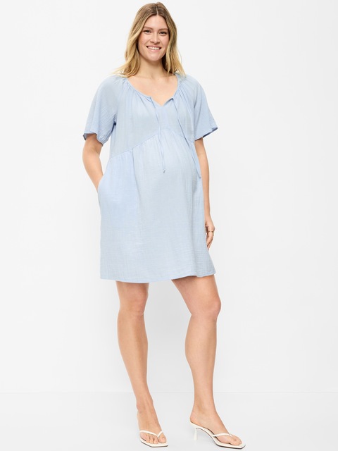 Maternity Flutter-Sleeve Mini Dress