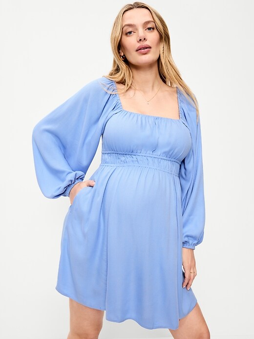 Image number 3 showing, Maternity Long-Sleeve Fit & Flare Dress