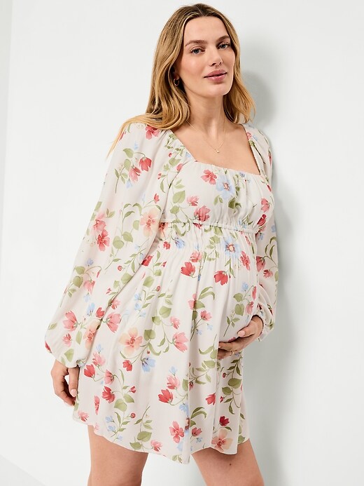 Image number 3 showing, Maternity Long-Sleeve Fit & Flare Dress