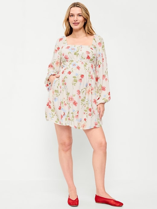 Image number 1 showing, Maternity Long-Sleeve Fit & Flare Dress