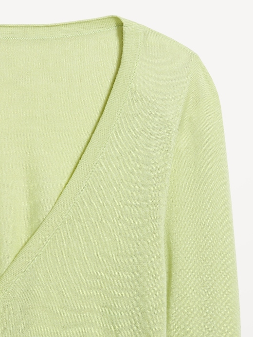 Image number 4 showing, V-Neck Long-Sleeve Sheer Cropped Cardigan