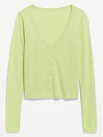 Image number 2 showing, V-Neck Long-Sleeve Sheer Cropped Cardigan