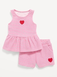 Image number 1 showing, Sleeveless Peplum Top and Shorts Set for Toddler Girls