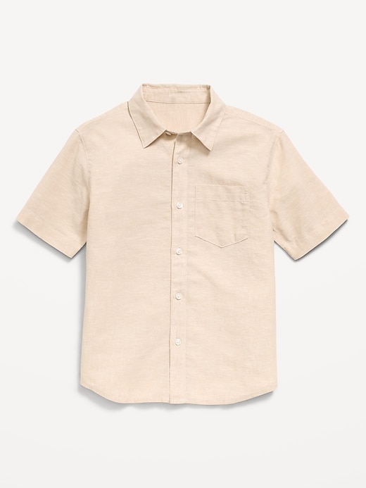 Image number 2 showing, Short-Sleeve Linen-Blend Pocket Shirt for Boys