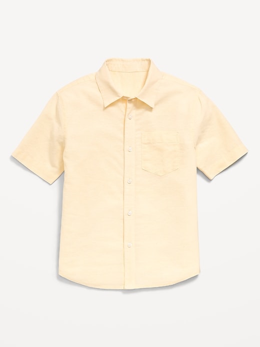 Image number 2 showing, Short-Sleeve Linen-Blend Pocket Shirt for Boys