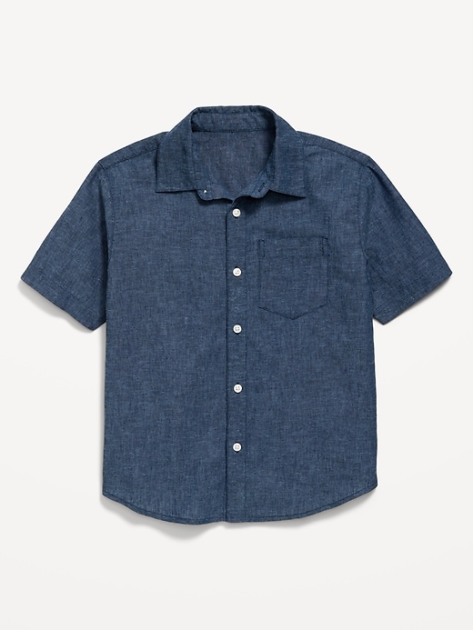 Image number 1 showing, Short-Sleeve Linen-Blend Pocket Shirt for Boys