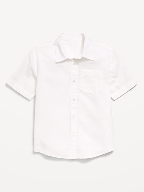 Short-Sleeve Linen-Blend Pocket Shirt for Boys