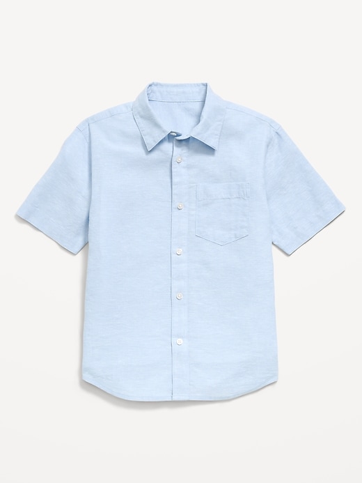 Image number 1 showing, Short-Sleeve Linen-Blend Pocket Shirt for Boys