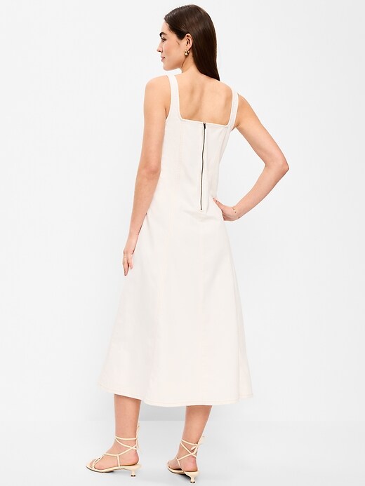 Image number 2 showing, Fit & Flare Sleeveless Denim Midi Dress