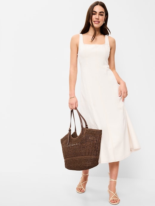 Image number 3 showing, Fit & Flare Sleeveless Denim Midi Dress