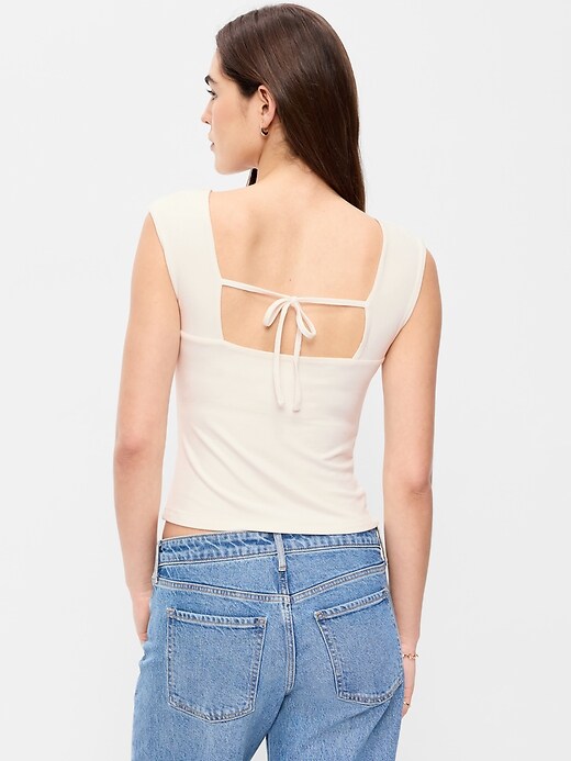 Image number 2 showing, Cap-Sleeve Tie-Back Top