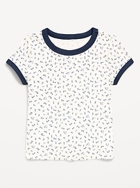 Image number 1 showing, Fitted Short-Sleeve Ribbed Ringer T-Shirt for Girls