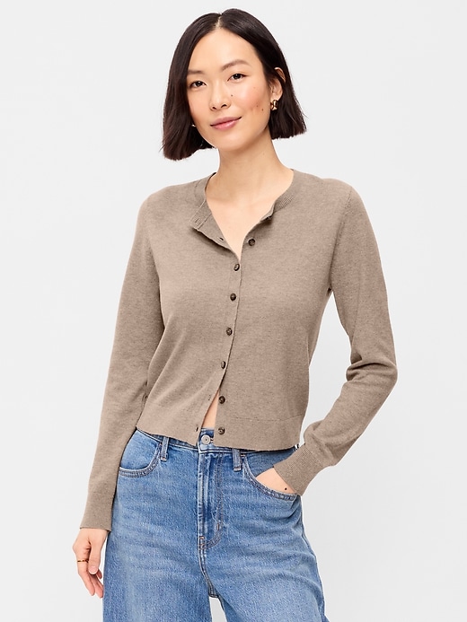 Image number 1 showing, SoSoft Lite Cropped Crew-Neck Cardigan