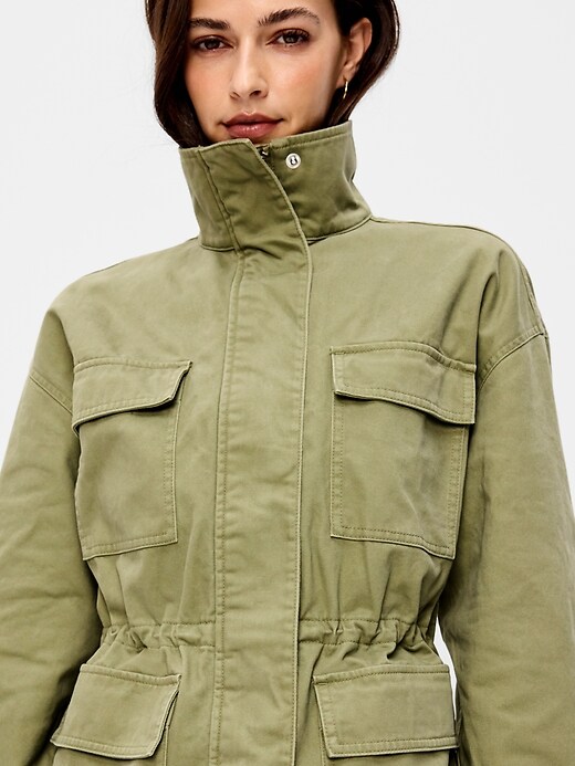 Image number 4 showing, Cinched-Waist Satin Utility Jacket