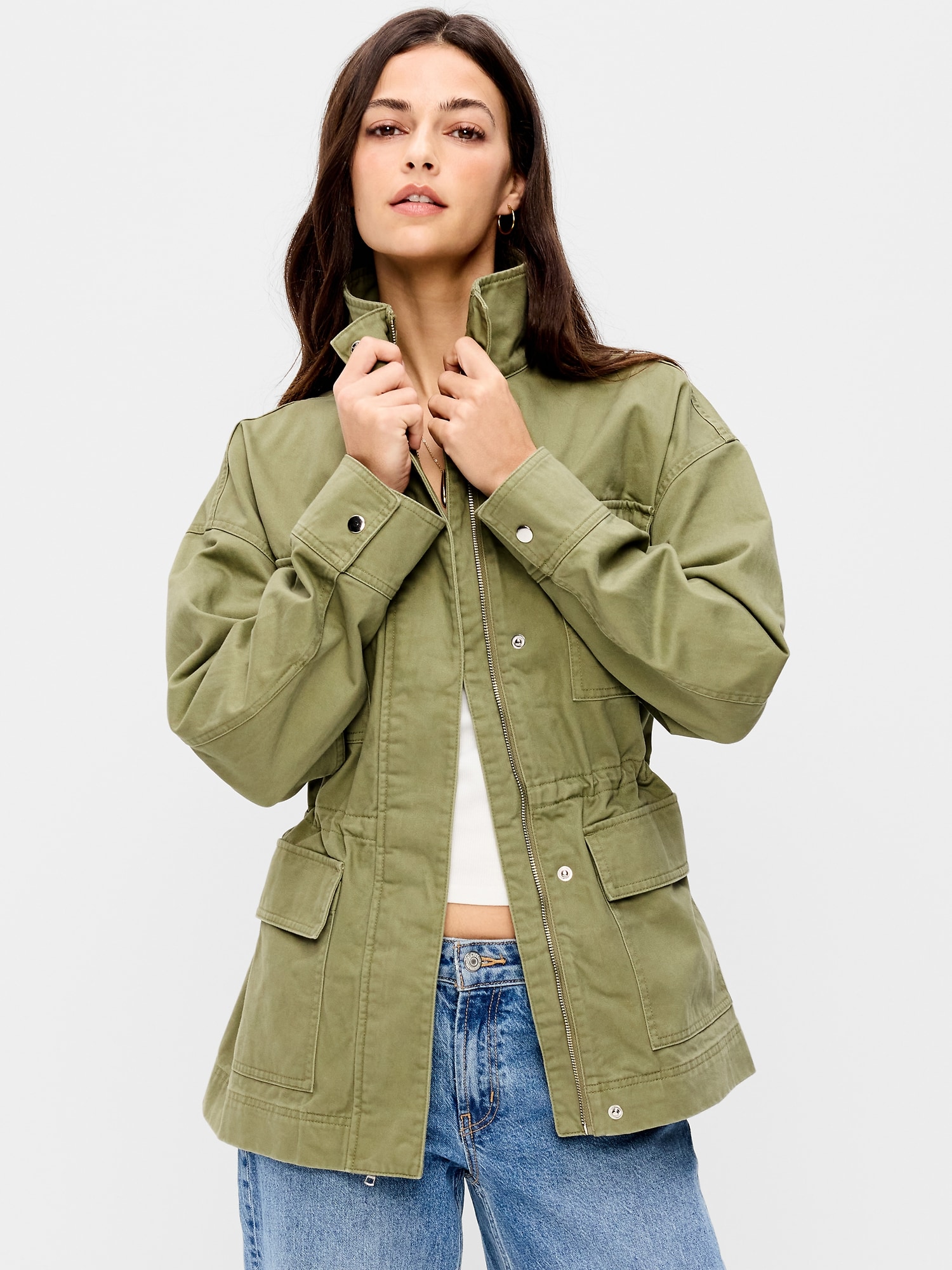Cinched-Waist Utility Jacket