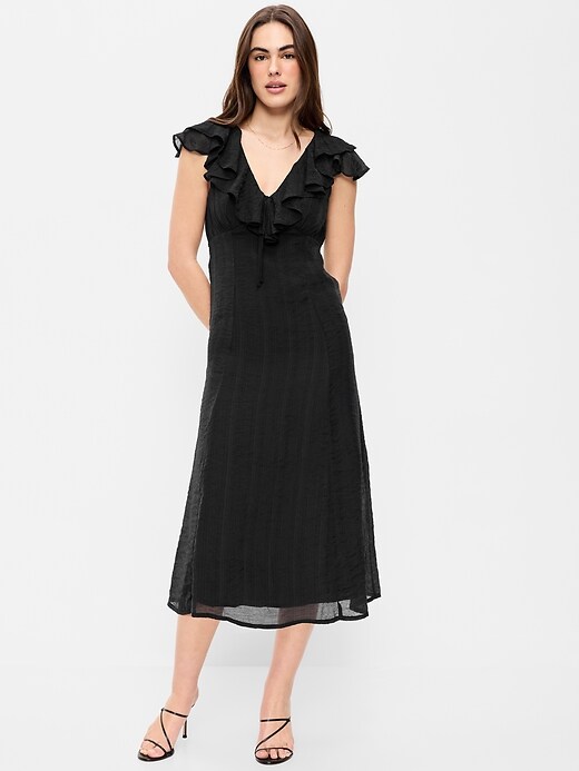 Image number 1 showing, Ruffle-Sleeve Fit & Flare Midi Dress