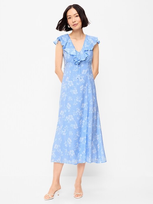 Image number 1 showing, Ruffle-Sleeve Fit & Flare Midi Dress