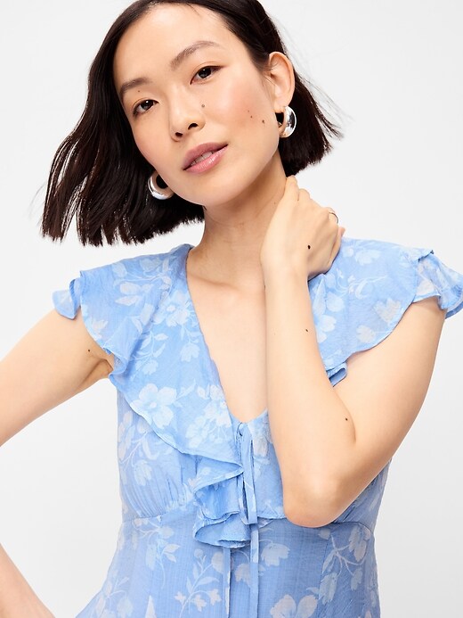 Image number 5 showing, Ruffle-Sleeve Fit & Flare Midi Dress