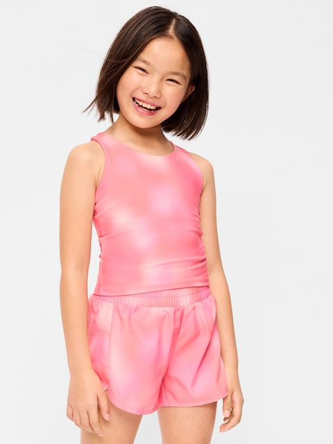 PowerSoft Longline Sports Bra for Girls - Pink Tie