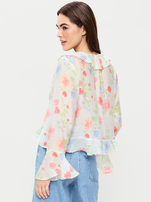 Image number 2 showing, Bell-Sleeve Ruffle Top