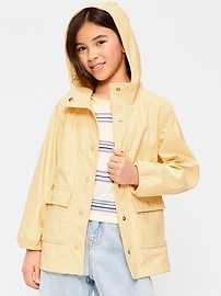 Image number 1 showing, Oversized Water-Resistant Hooded Jacket for Girls