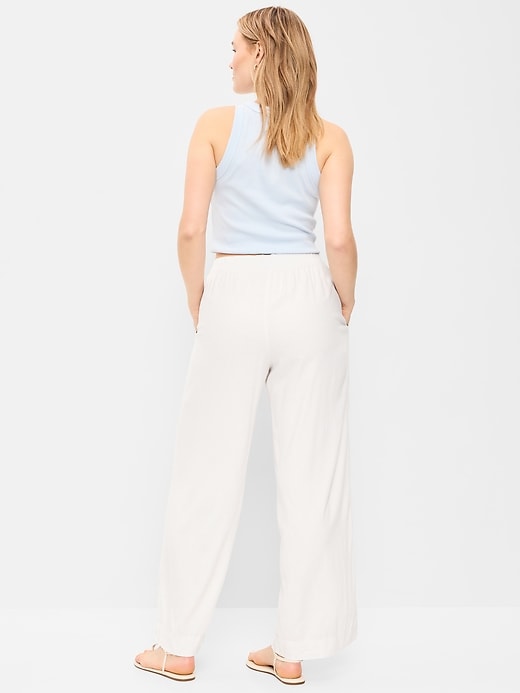 Image number 6 showing, High-Waisted Linen-Blend Wide-Leg Pants