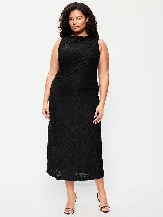 Image number 6 showing, Side-Drape Jersey Jaquard Midi Dress