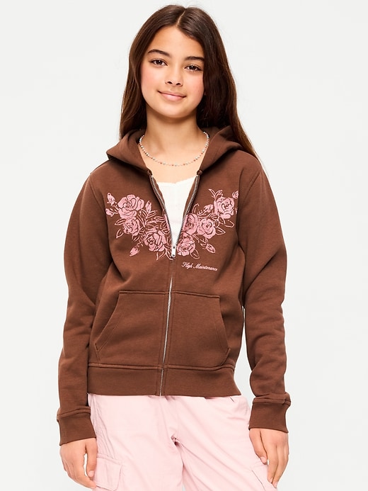 Image number 1 showing, Fitted Long-Sleeve Graphic Hoodie for Girls